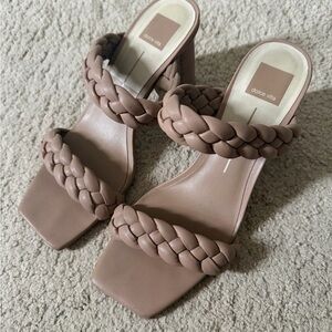 Dolce Vita Braided Double-Strap Heeled Sandals - Mauve Taupe
